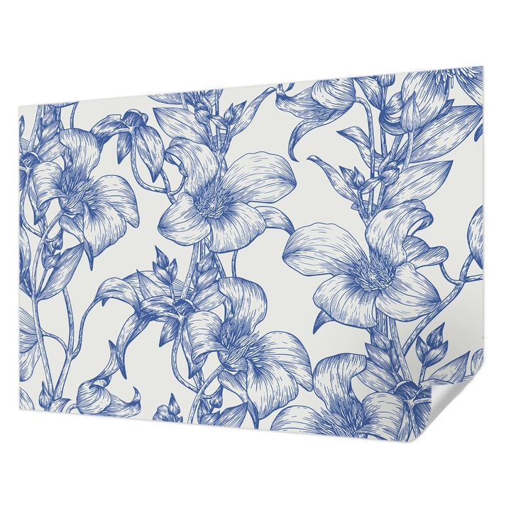 Öntapadós Tapéta Fali Dekoráció, Wallfluent, Virágágak, Fehér, 312 x 219 cm, Nappaliba, Konyhába, 010170060960000282747