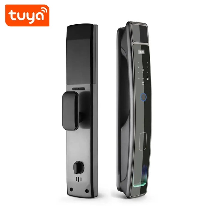 Broasca electronică WiFi Onshop, cu amprentă și cod PIN, control aplicație Tuya Smart, negru, pentru uși standard