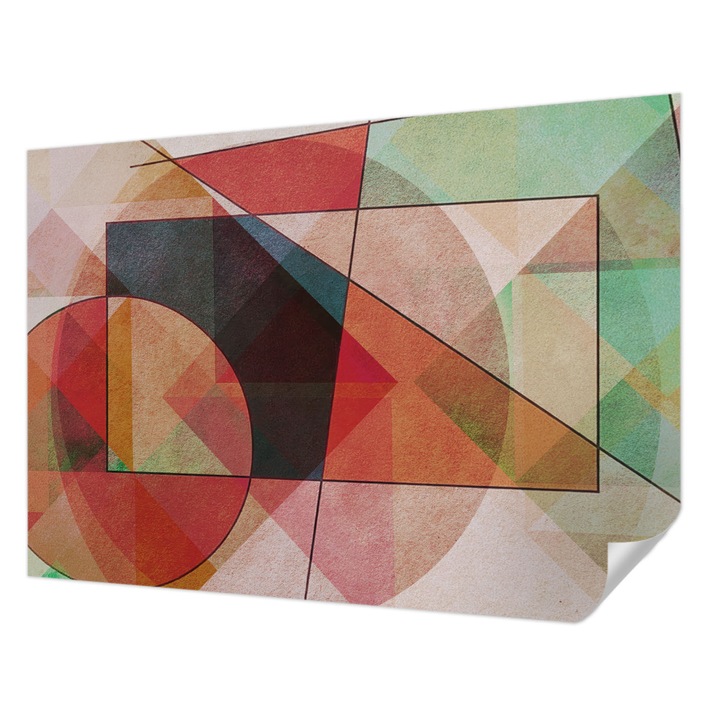 Öntapadós Tapéta Fali Dekoráció, Wallfluent, Geometriai absztrakció, Piros, 208 x 146 cm, Modern Dizájn, Nedvesség- És Foltálló, 010170060950000284782