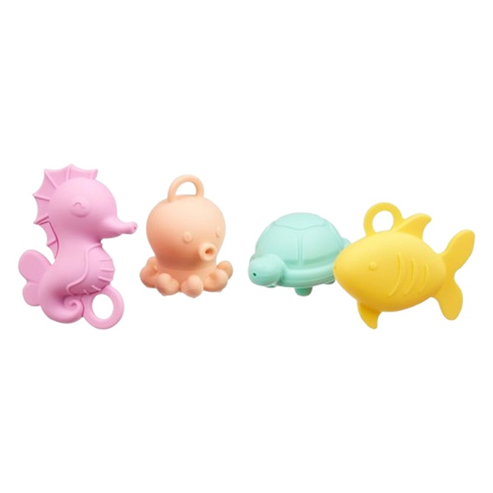 Akuku 4 db-os fürdőjáték szett, többszínű, szilikon, biztonságos 6-12 hónapos babáknak