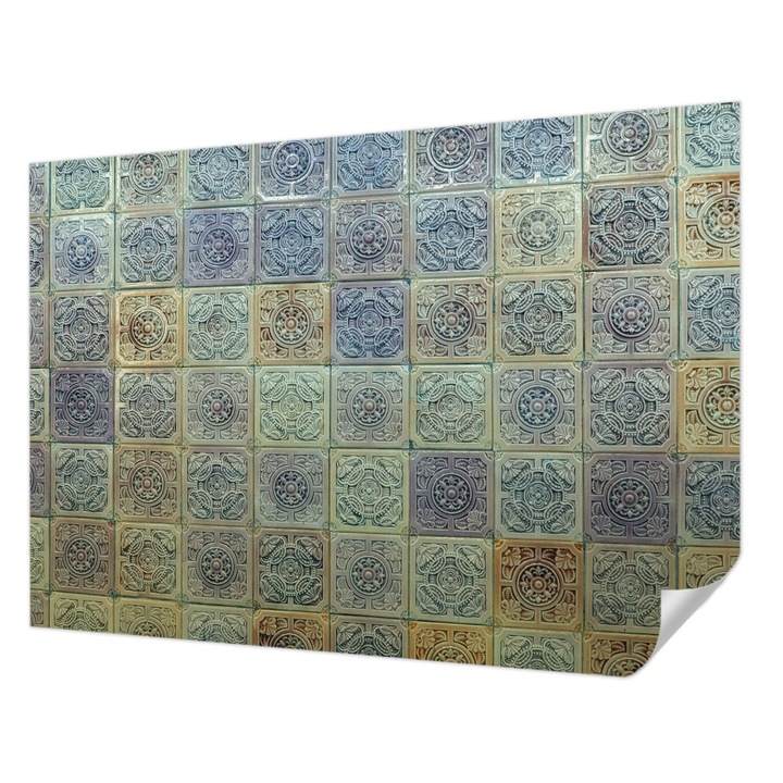 Öntapadós Dekor Tapéta, Wallfluent, Geometrikus csempék, Szürke, 312 x 219 cm, Dekoráció, Falra, 010170060960000282521