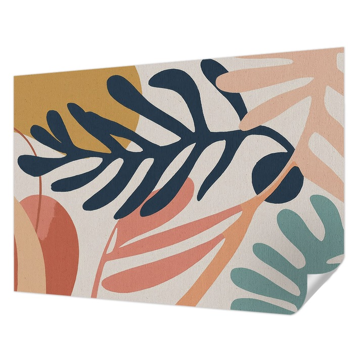 Öntapadós Tapéta Falra, Wallfluent, Leveles minták, Tengerészkék, 208 x 146 cm, Klasszikus, Könnyen Felszerelhető, 010170060950000284792