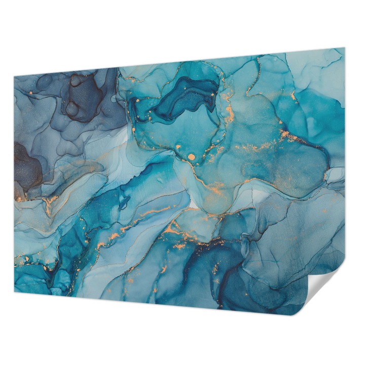 Öntapadós Tapéta Fali Dekoráció, Wallfluent, Kék absztrakció, Kék, 312 x 219 cm, Klasszikus, Könnyen Felszerelhető, 010170060960000282553