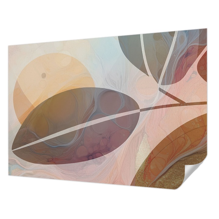 Öntapadós Tapéta Fali Dekoráció, Wallfluent, Harmonikus levelek, Szürke, 312 x 219 cm, Modern Dizájn, Nedvesség- És Foltálló, 010170060960000284814