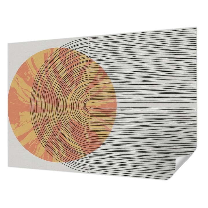 Öntapadós Tapéta Fali Dekoráció, Wallfluent, Kör vonalakkal, Szürke, 208 x 146 cm, Előszobába, Hálószobába, 010170060950000284820