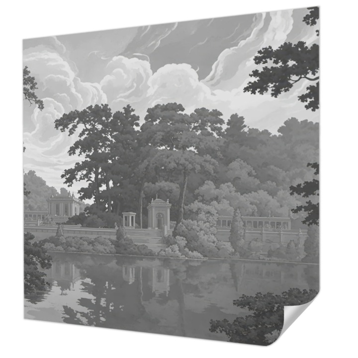 Öntapadós Tapéta Falra, Wallfluent, Természetes táj, Fekete és fehér, 250 x 250 cm, Előszobába, Hálószobába, 010170060030000285187