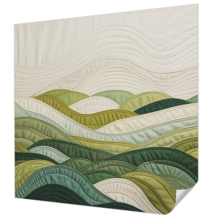 Öntapadós Fotótapéta Falra, Wallfluent, Fabric Hills, Zöld, 250 x 250 cm, Fali Dekoráció, Nedvesség- És Foltálló, 010170060030000285188