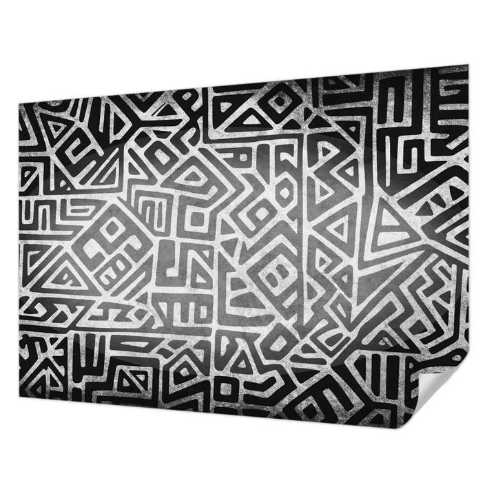 Öntapadós Fotótapéta Falra, Wallfluent, Geometriai labirintus, Fekete és fehér, 208 x 146 cm, Fali Dekoráció, Nedvesség- És Foltálló, 010170060950000284897