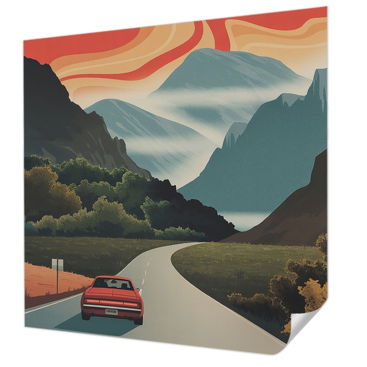 Öntapadós Dekor Tapéta, Wallfluent, Hegyi kaland, Narancssárga, 250 x 250 cm, Fali Dekoráció, Nedvesség- És Foltálló, 010170060030000285197