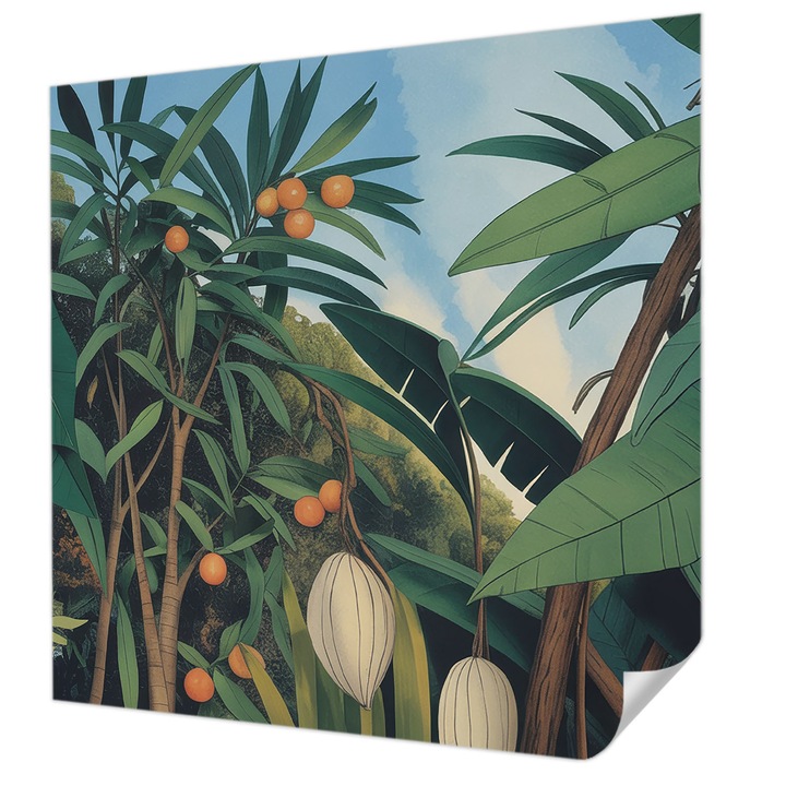 Öntapadós Fotótapéta Falra, Wallfluent, Trópusi dzsungel, Zöld, 250 x 250 cm, Előszobába, Hálószobába, 010170060030000285192