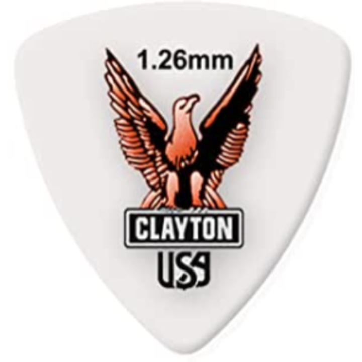 Set 12 pene pentru chitara, CLAYTON, Acetal Polymer RT, 1.26mm, alb