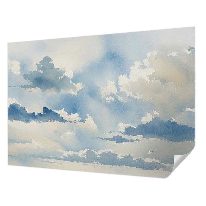 Öntapadós Dekor Tapéta, Wallfluent, Mennyei felhők, Kék, 312 x 219 cm, Klasszikus, Könnyen Felszerelhető, 010170060960000284966
