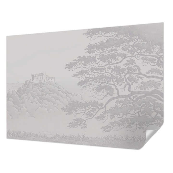 Öntapadós Tapéta Fali Dekoráció, Wallfluent, Vár táj, Szürke, 208 x 146 cm, Modern Dizájn, Nedvesség- És Foltálló, 010170060950000284972