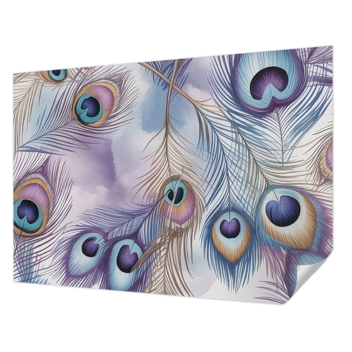 Öntapadós Fotótapéta Falra, Wallfluent, Pávatollak, Lila, 208 x 146 cm, Modern Dizájn, Könnyen Felszerelhető És Tisztítható, 010170060950000284957