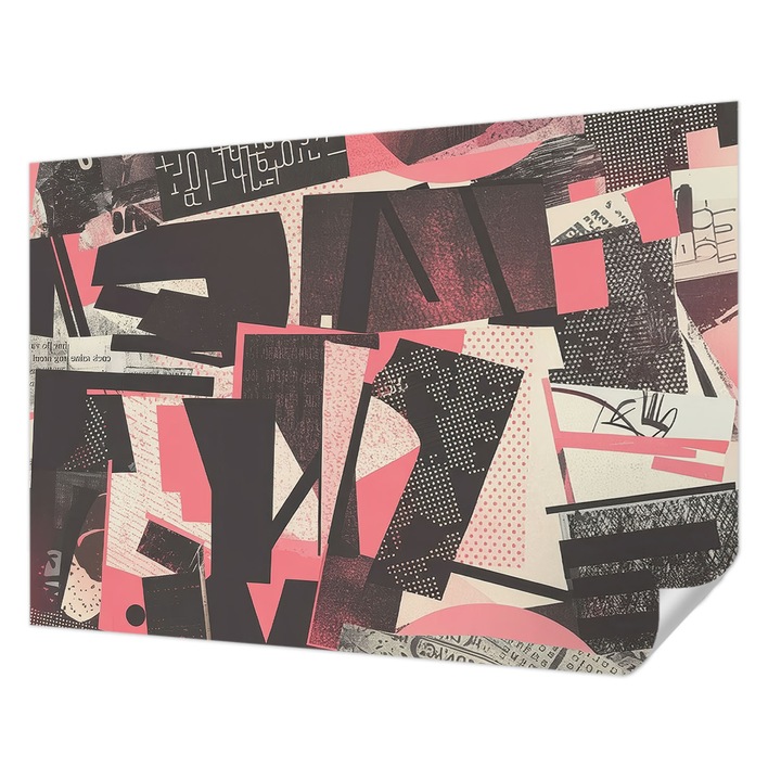 Öntapadós Dekor Tapéta, Wallfluent, Geometrikus kollázs, Fekete, 208 x 146 cm, Fali Dekoráció, Nedvesség- És Foltálló, 010170060950000284996