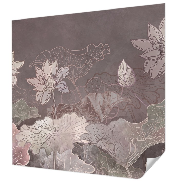 Öntapadós Tapéta Fali Dekoráció, Wallfluent, Békés botanika, Barna, 250 x 250 cm, Klasszikus, Könnyen Felszerelhető, 010170060030000285208