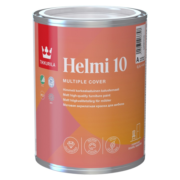 Vopsea mata pentru mobilier Tikkurila Helmi 10 mat 0.9 L