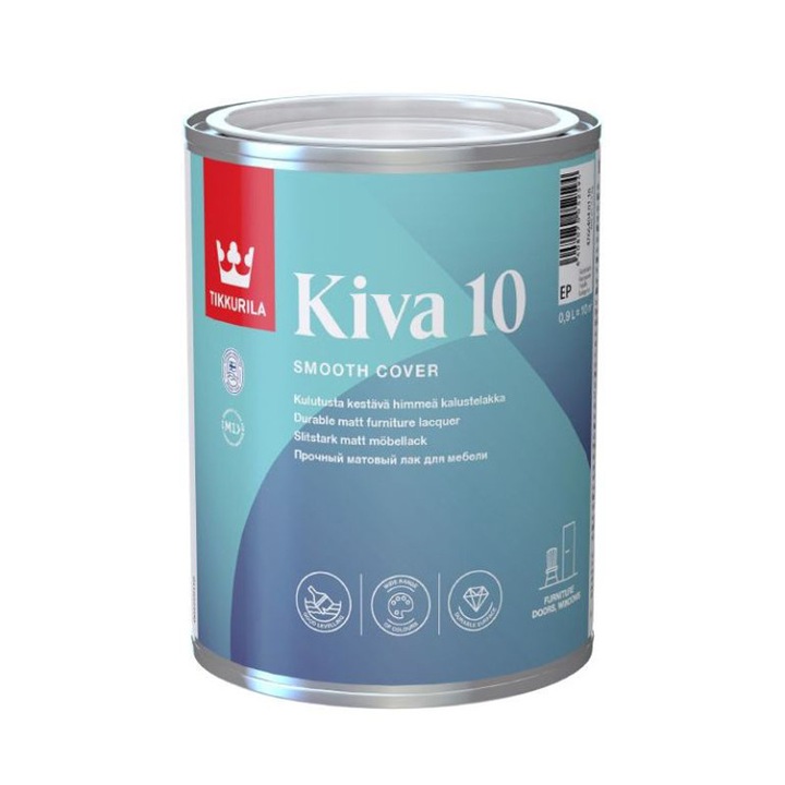 Lac mat incolor pentru interior Tikkurila Kiva 10 mat 0.9 L