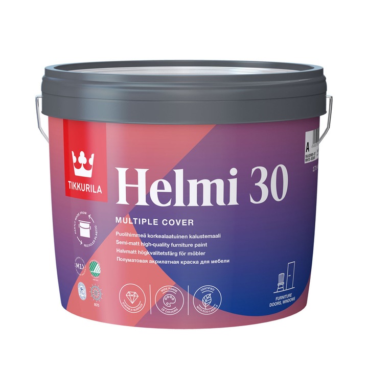 Vopsea semimata pentru mobilier Tikkurila Helmi 30 semimat 2.7 L