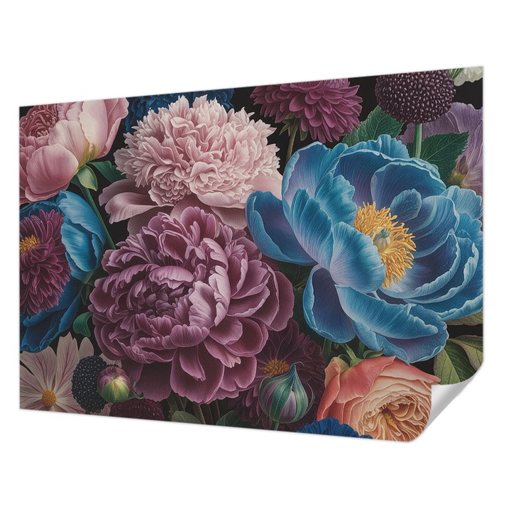 Öntapadós Tapéta Falra, Wallfluent, Színes virágok, Rózsaszín, 312 x 219 cm, Előszobába, Hálószobába, 010170060960000285052