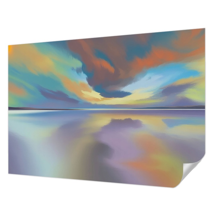 Öntapadós Fotótapéta Falra, Wallfluent, Szivárványos naplemente, Kék, 208 x 146 cm, Erős Ragasztó, Modern Belsőépítészeti Dekoráció, 010170060950000285058