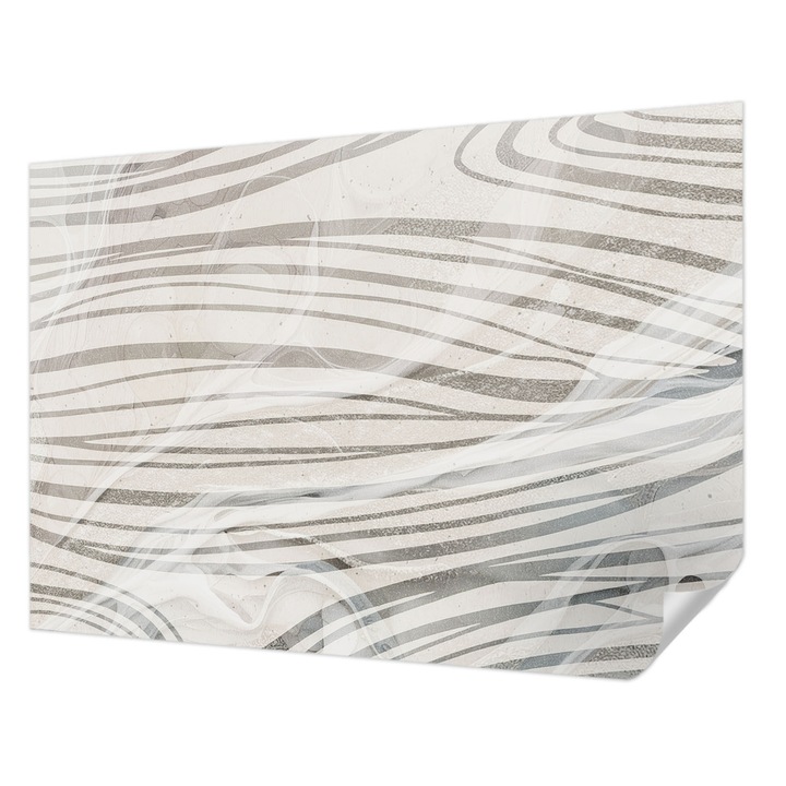 Fali Fotótapéta Autocolant, Wallfluent, Linii ondulate, Alb, 312 x 219 cm, Decorativ, Usor De Instalat, 010170060960000285077