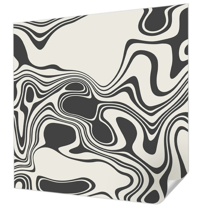 Öntapadós Fotótapéta Falra, Wallfluent, Dinamikus vonalak, Fekete és fehér, 250 x 250 cm, Nappaliba, Konyhába, 010170060030000285226