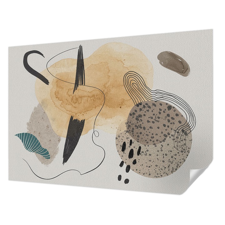 Öntapadós Tapéta Fali Dekoráció, Wallfluent, Absztrakt kompozíció, Bézs, 312 x 219 cm, Dekoráció, Falra, 010170060960000285108