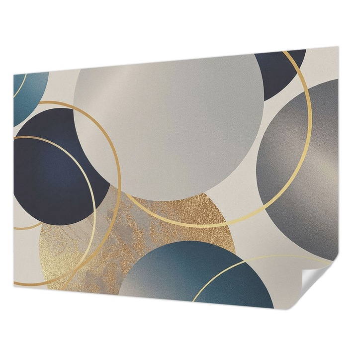 Öntapadós Tapéta Fali Dekoráció, Wallfluent, Kreatív körök, Szürke, 208 x 146 cm, Modern Dizájn, Könnyen Felszerelhető És Tisztítható, 010170060950000285105