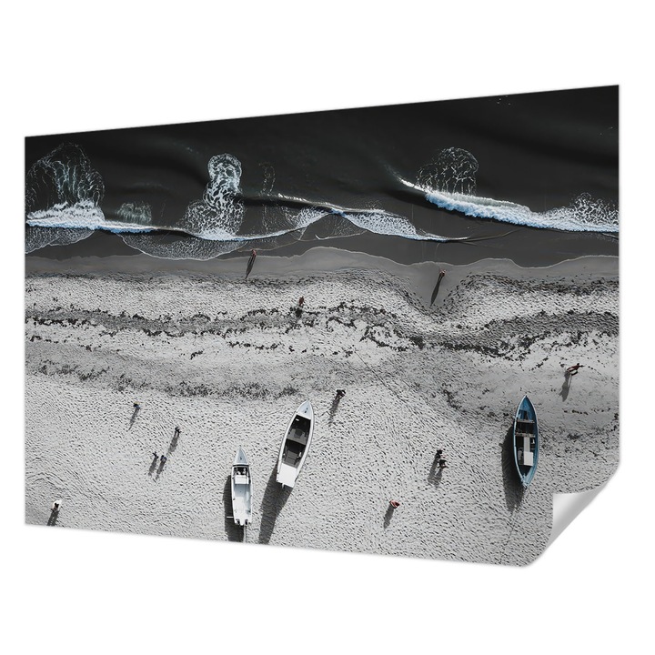 Öntapadós Tapéta Falra, Wallfluent, Strand nyugalom, Szürke, 208 x 146 cm, Fali Dekoráció, Nedvesség- És Foltálló, 010170060950000285116