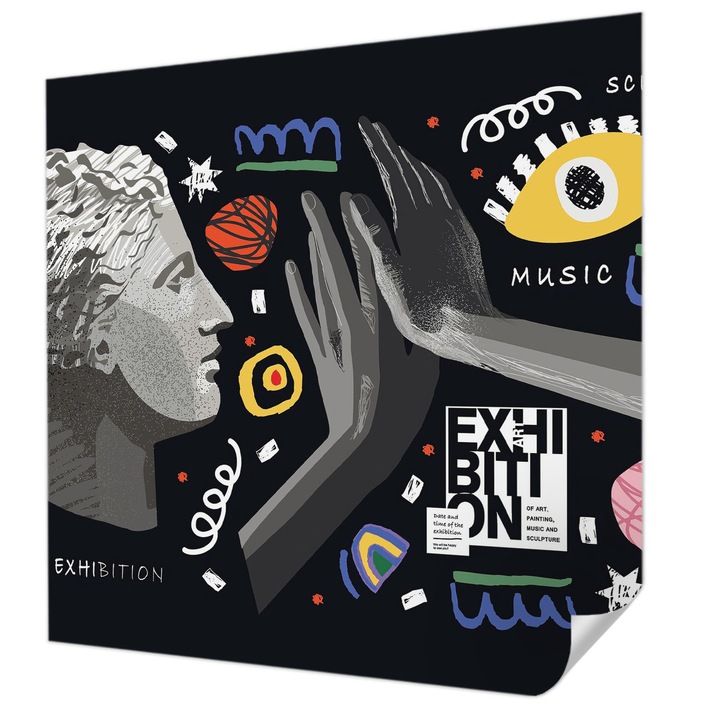 Öntapadós Dekor Tapéta, Wallfluent, Egy színes kiállítás, Fekete, 250 x 250 cm, Erős Ragasztó, Modern Belsőépítészeti Dekoráció, 010170060030000285233