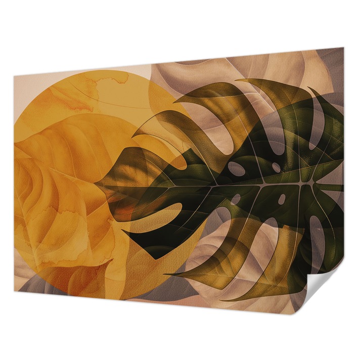 Öntapadós Tapéta Fali Dekoráció, Wallfluent, Absztrakt levelek, Narancssárga, 312 x 219 cm, Nappaliba, Konyhába, 010170060960000285144