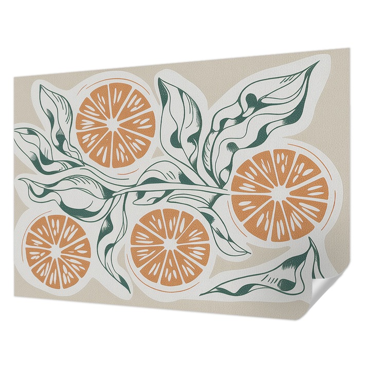 Tapet Autocolant De Perete, Wallfluent, Modele de fructe, Alb, 312 x 219 cm, Decorativ, Usor De Instalat, 010170060960000285138