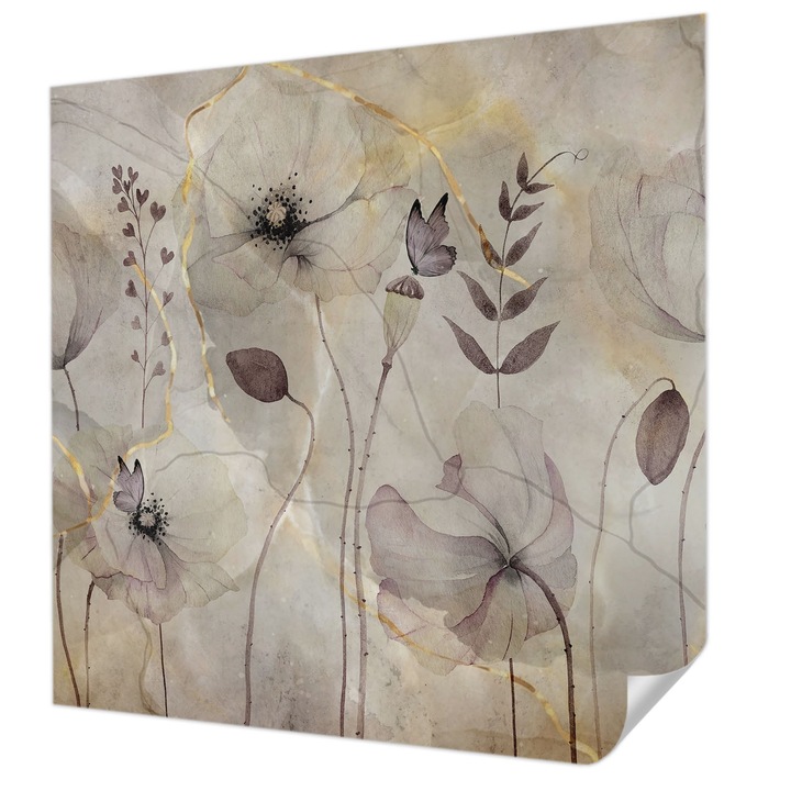 Öntapadós Fotótapéta Falra, Wallfluent, Finom virágok, Szürke, 250 x 250 cm, Fali Dekoráció, Nedvesség- És Foltálló, 010170060030000285221