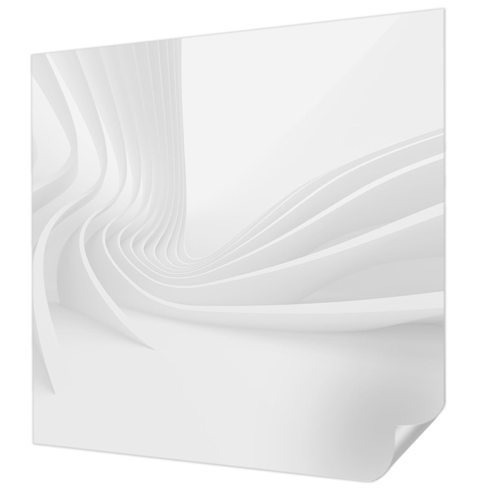 Öntapadós Tapéta Fali Dekoráció, Wallfluent, Hullámos vonalak, Fehér, 250 x 250 cm, Modern Dizájn, Könnyen Felszerelhető És Tisztítható, 010170060030000285240