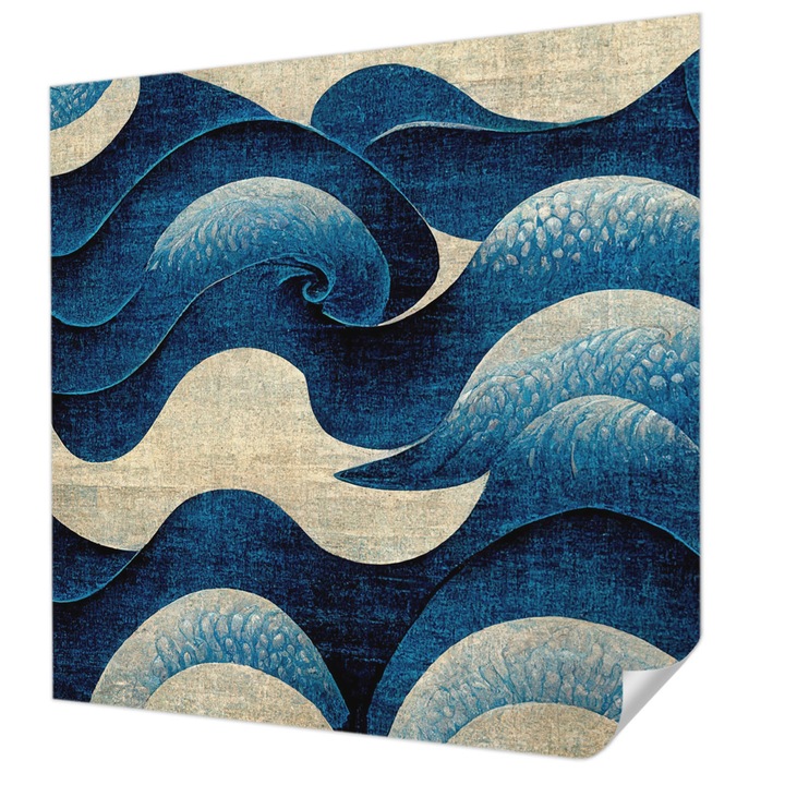 Öntapadós Fotótapéta Falra, Wallfluent, Kék hullámok, Tengerészkék, 250 x 250 cm, Előszobába, Hálószobába, 010170060030000285227