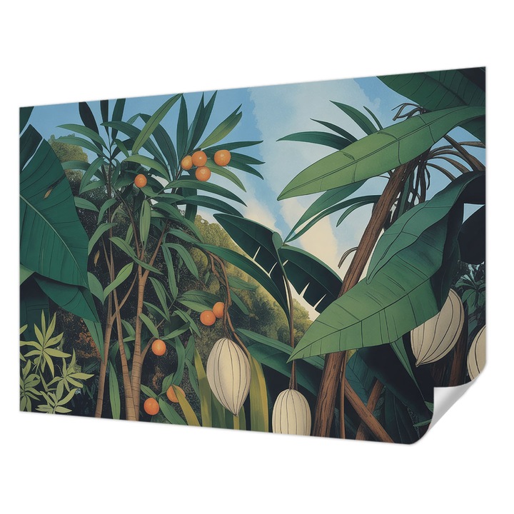 Öntapadós Fotótapéta Falra, Wallfluent, Trópusi dzsungel, Zöld, 208 x 146 cm, Előszobába, Hálószobába, 010170060950000285192