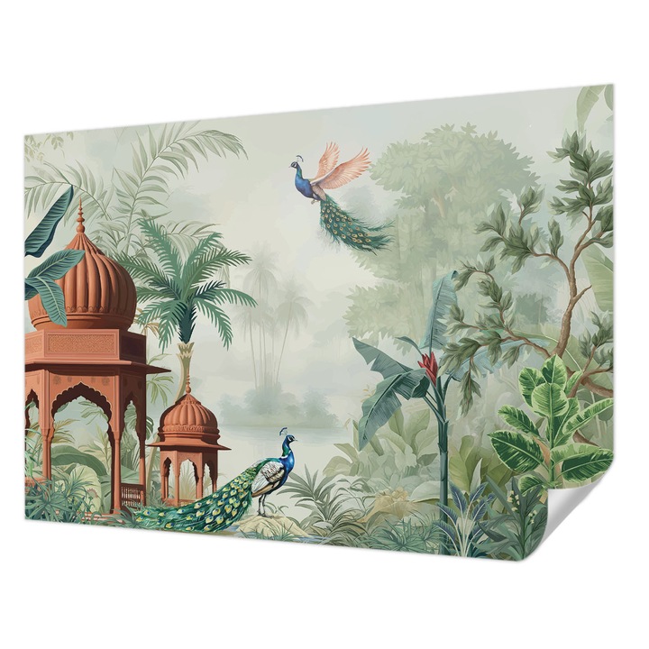 Fali Fotótapéta Autocolant, Wallfluent, Gradinile Paunilor, Verde, 312 x 219 cm, Decorativ, Usor De Instalat, 010170060960000285203