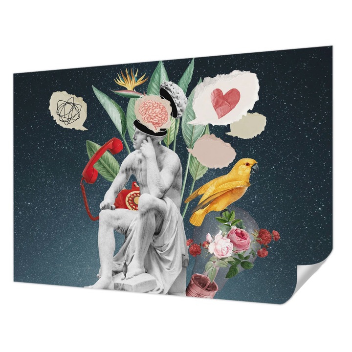 Öntapadós Tapéta Fali Dekoráció, Wallfluent, Szürrealista művészet, Fekete, 312 x 219 cm, Nappaliba, Konyhába, 010170060960000285210