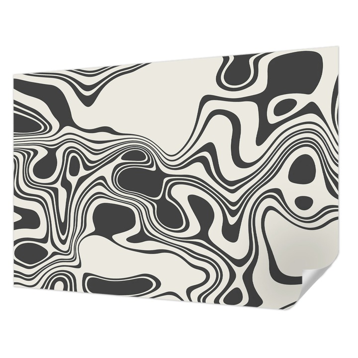 Öntapadós Fotótapéta Falra, Wallfluent, Dinamikus vonalak, Fekete és fehér, 208 x 146 cm, Nappaliba, Konyhába, 010170060950000285226