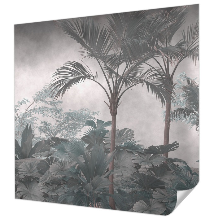 Öntapadós Tapéta Falra, Wallfluent, Egzotikus természet, Szürke, 250 x 250 cm, Erős Ragasztó, Modern Belsőépítészeti Dekoráció, 010170060030000285248