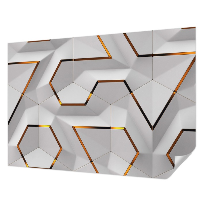 Öntapadós Fotótapéta Falra, Wallfluent, Modern geometria, Fehér, 208 x 146 cm, Fali Dekoráció, Nedvesség- És Foltálló, 010170060950000285309