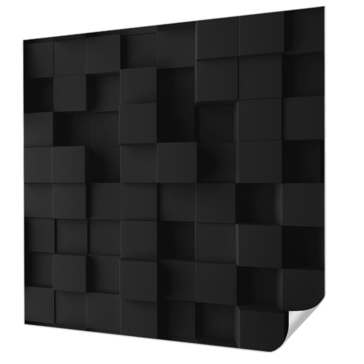 Öntapadós Tapéta Fali Dekoráció, Wallfluent, Háromdimenziós kockák, Fekete, 250 x 250 cm, Könnyen Tisztítható, Nedvességálló, 010170060030000285239