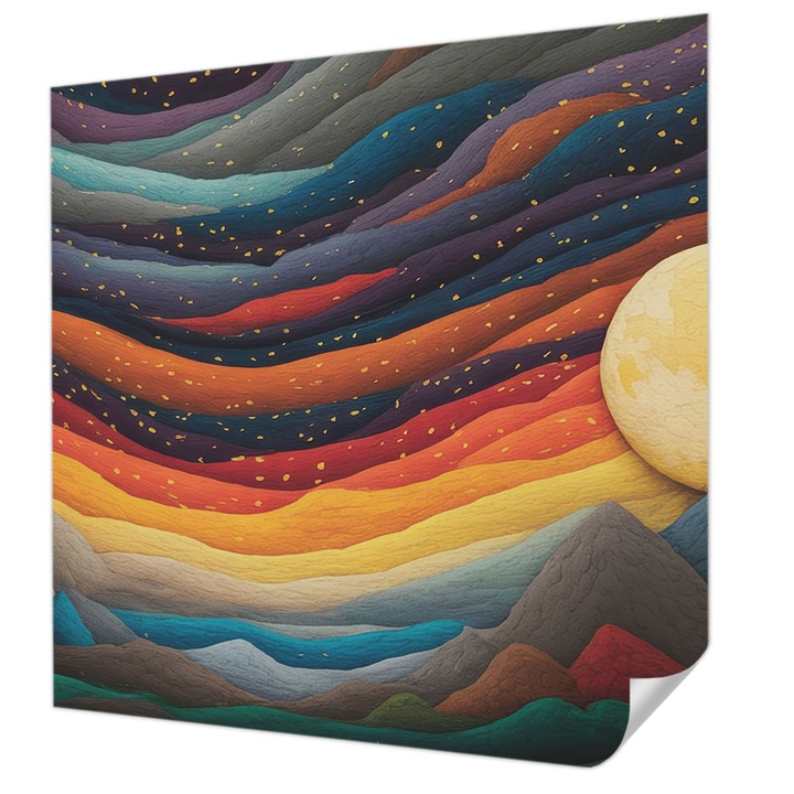 Öntapadós Dekor Tapéta, Wallfluent, Színes hegyek, Narancssárga, 250 x 250 cm, Könnyen Tisztítható, Nedvességálló, 010170060030000284706