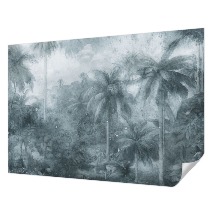 Öntapadós Tapéta Fali Dekoráció, Wallfluent, Trópusi növényzet, Szürke, 312 x 219 cm, Dekoráció, Falra, 010170060960000285326