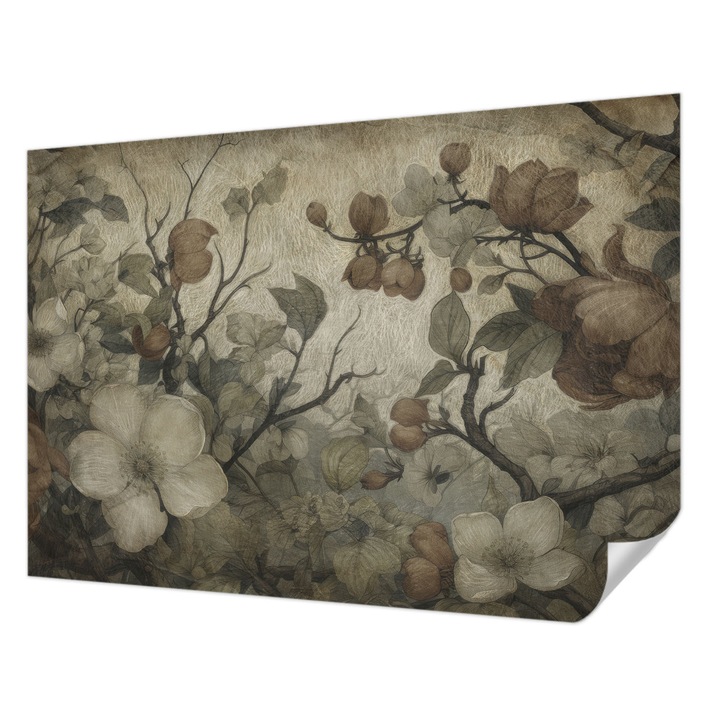 Öntapadós Dekor Tapéta, Wallfluent, Virágos szépség, Barna, 208 x 146 cm, Fali Dekoráció, Nedvesség- És Foltálló, 010170060950000285314