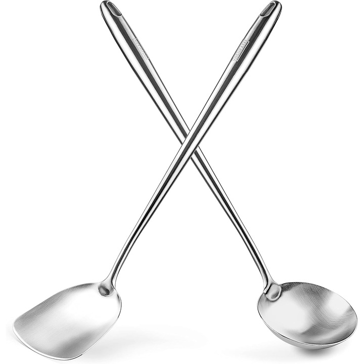 Set Ustensile Wok YOSUKATA: Spatula si Polonic Inox 43cm