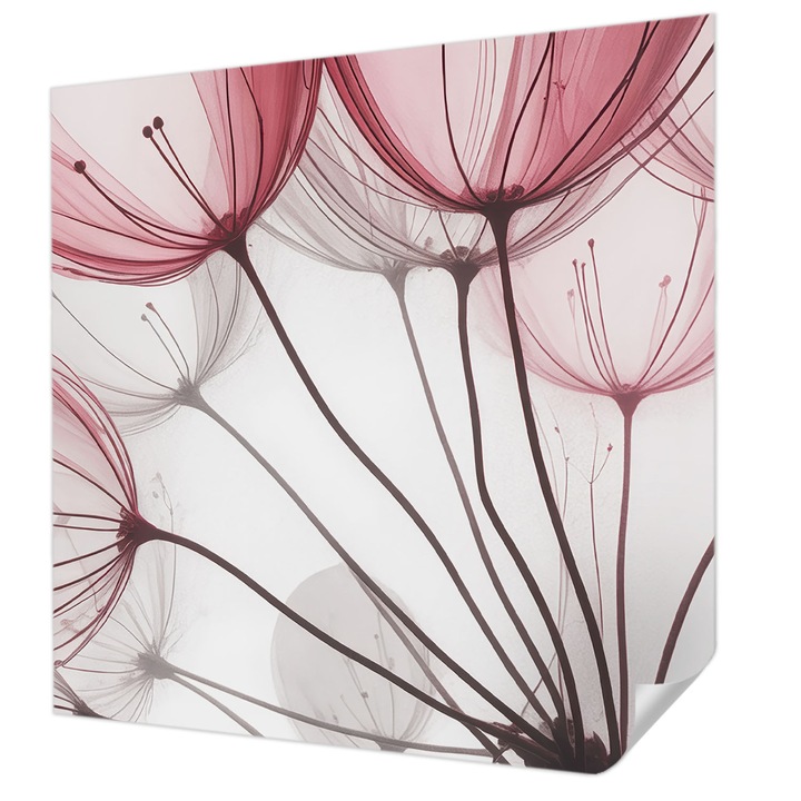 Öntapadós Dekor Tapéta, Wallfluent, Virágos sziluettek, Rózsaszín, 250 x 250 cm, Klasszikus, Könnyen Felszerelhető, 010170060030000285115