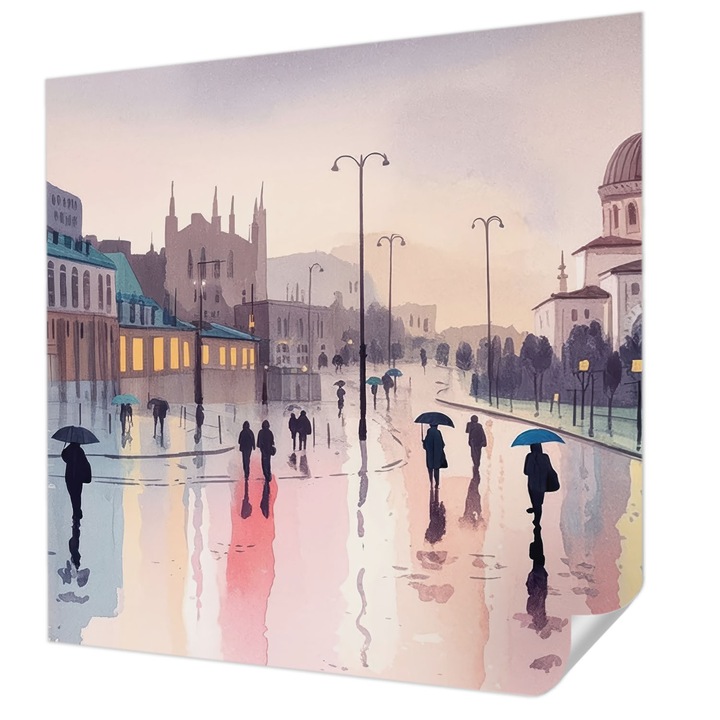 Tapet Autodeziv De Perete, Wallfluent, O plimbare ploioasa, Albastru, 250 x 250 cm, Adeziv Puternic, Usor De Montat Si Rezistent, 010170060030000284922