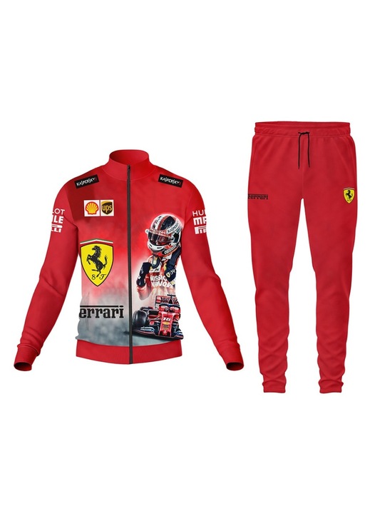 Trening barbati Charles Leclerc Ferrari F1 24, bluza cu fermoar, multicolor